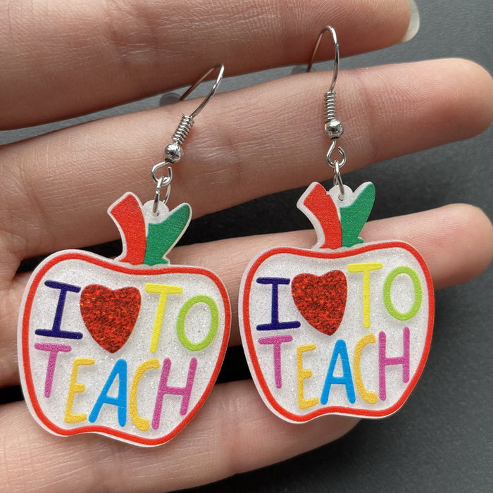 Wholesale Earrings Acrylic Teacher's Day Love Apple JDC-ES-Xuep064