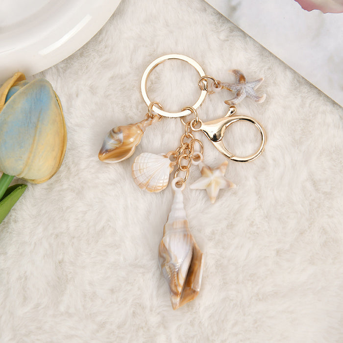 Wholesale Seaside Vacation Ocean Series Conch Starfish Pentagram Keychain
