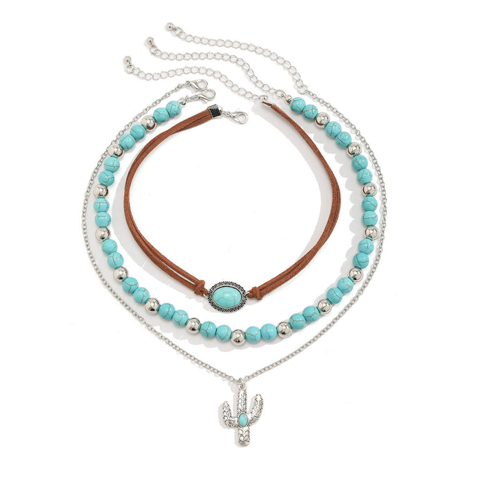 Wholesale Vintage collarbone chain niche bead necklace set accessories