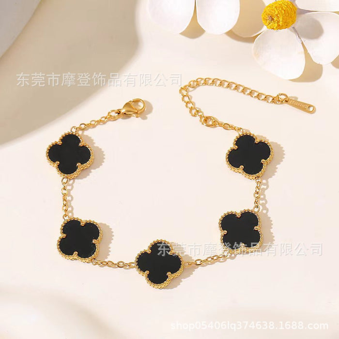 Wholesale titanium steel four-leaf clover bracelet JDC-BT-Modeng002