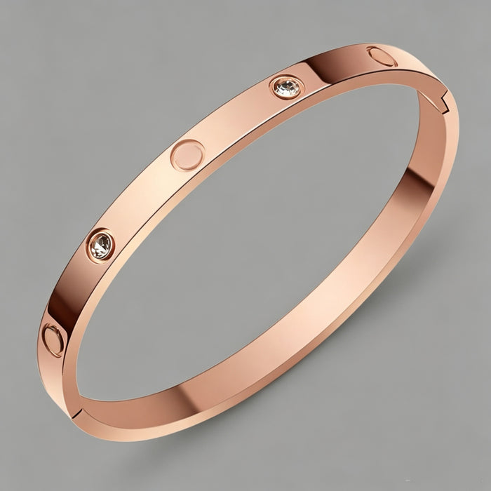 Wholesale Love Design Rhinestone Bracelet 18K Gold Plated Titanium Steel Geometric Buckle Women S Fashion Jewelry Boutique Resale Gift