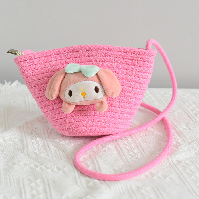 Wholesale  small bag children's straw bag Mini small bag children's shoulder bag beach play messenger bag