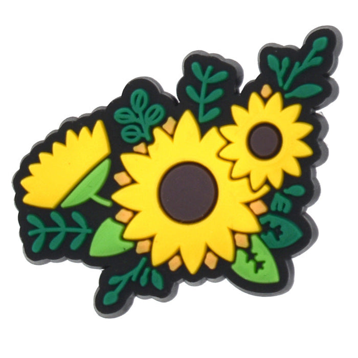 Wholesale 100PCS PVC Cartoon Sunflower Bee DIY Shoe Buckle JDC-SC-RYY012