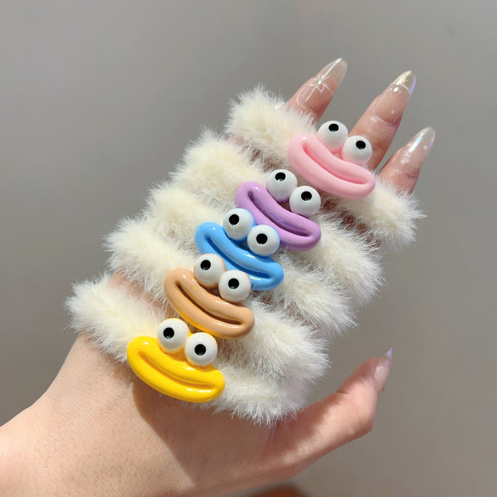 Wholesale Colorful Big-Eyed Monster Plush Hair Ring Thickeneded and Widened Towel Ring Plush Hair Rope Sweet Girl Heart Hair Rope Hair