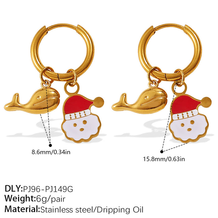Wholesale Christmas Collection Gingerbread Man Pendant Earrings Stainless Steel