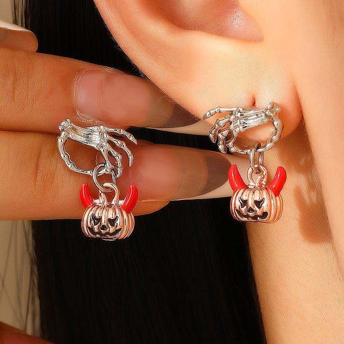Wholesale ghost hand pumpkin head earrings skeleton hand Halloween earrings
