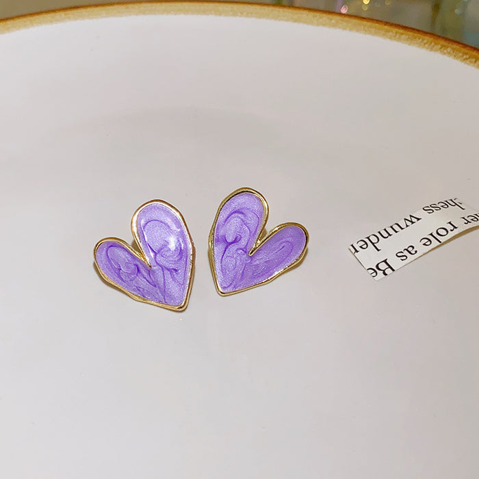 Wholesale Dripping oil, loving heart, fashionable, light luxury, niche temperament, high-end design, earring earrings