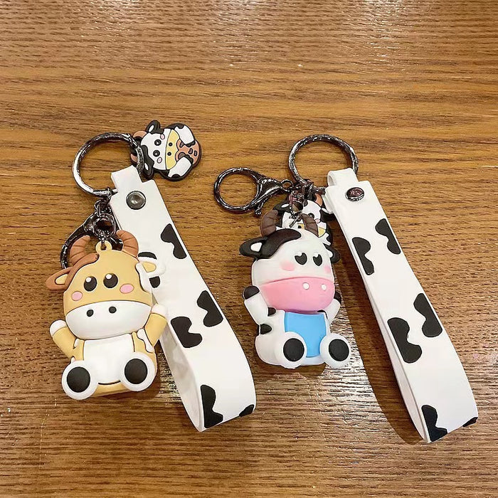 Wholesale Cute Cartoon Cow Doll Keychain Simple Car Doll Keychain Student Couple School Bag Key Pendant