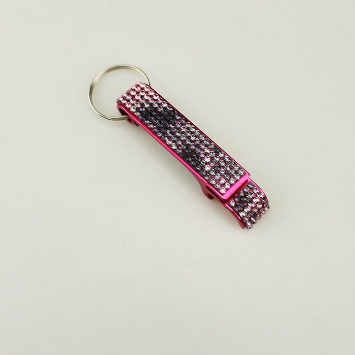 Wholesale Rhinestone Nature Style Alloy Beer Bottle Opener Keychain Grey Car Key Accessory Gift