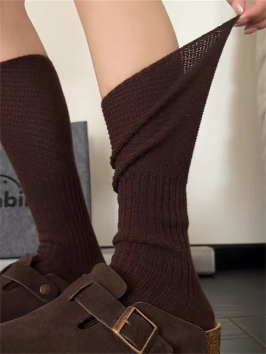 Wholesale Sock Splicing Breathable Stacking Socks Solid Color Cotton Socks Versatile Knitted Particle Leg Socks