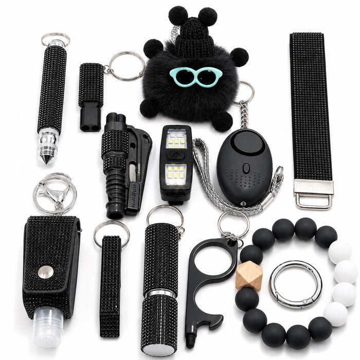 Wholesale 13 Piece Women S Night Safety Keychain Set Stainless Steel Commuting Casual Everyday Carry