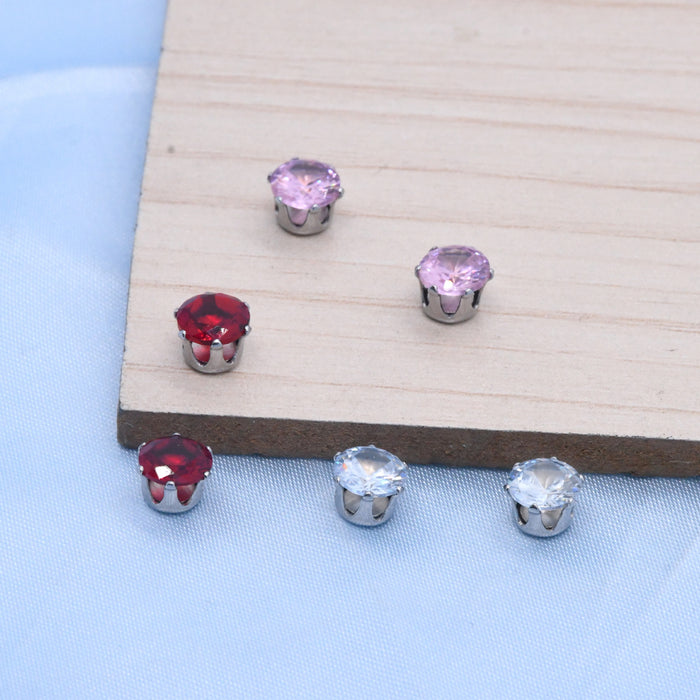 Wholesale Simple Mini Colorful Zircon Stainless Steel Ear Clip JDC-ES-ShuangN001