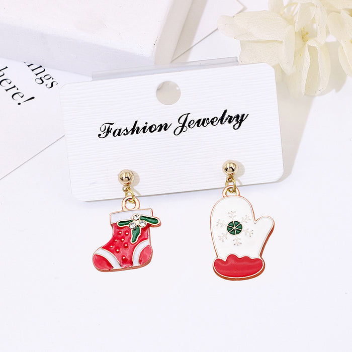 Wholesale Alloy Christmas Earrings Santa Reindeer Bell Pendant Boutique Resale MOQ≥2