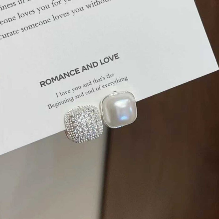 Wholesale Double sided pearl zircon earrings, new, niche, high-end, elegant, commuting, exquisite ear buckles, earrings