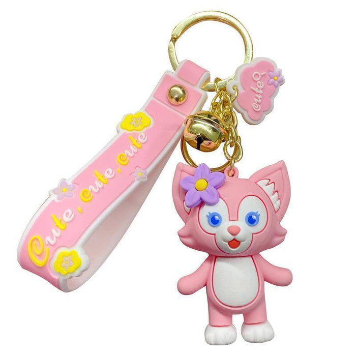 Wholesale Cartoon Cute Car Epoxy Pendant Pink Fox Couple Backpack Keychain
