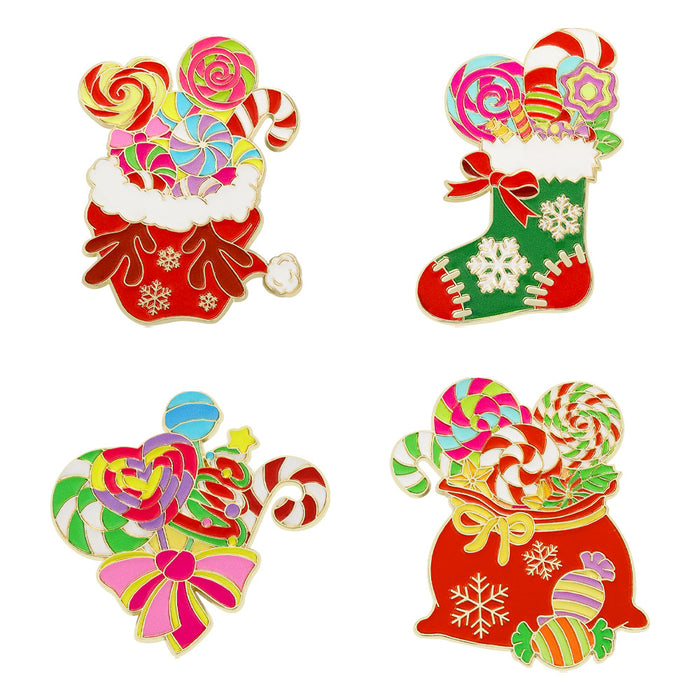 Wholesale Christmas cute badge brooch environmentally friendly zinc alloy imitation enamel drip oil Christmas candy  schoolbag decoration