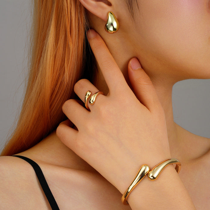 Wholesale Water droplet adjustable ring,  earring,  and bracelet jewelry set