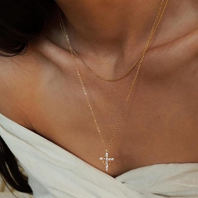 Wholesale Cross Crown Rotating Necklace Versatile Light Luxury High End Necklace Full Diamond Zircon Collar Chain