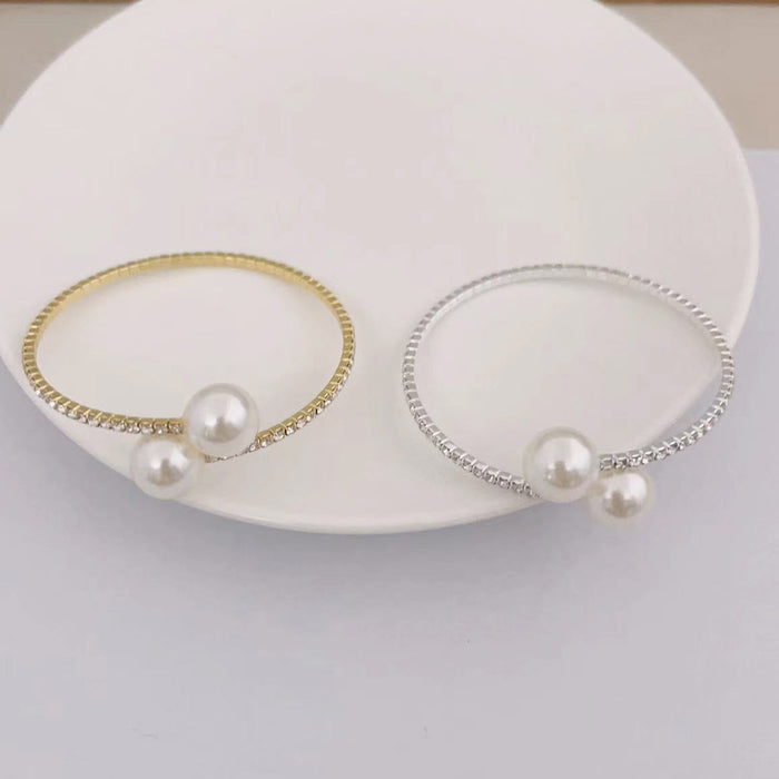 Wholesale Fashion Accessories Elegant Sparkling Water Diamond Pearl Single Row Bracelet Bracelet Bracelet