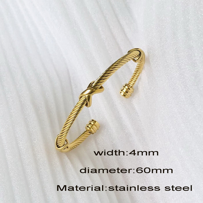 Wholesale Personalized Wire Rope Horseshoe Buckle Titanium Steel Bracelet JDC-BT-Xuel007