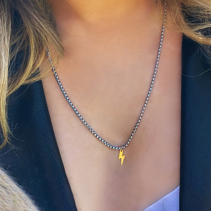 Wholesale Light luxury style personalized hiking buckle necklace 18k gold-plated stainless steel box chain necklace for women and men