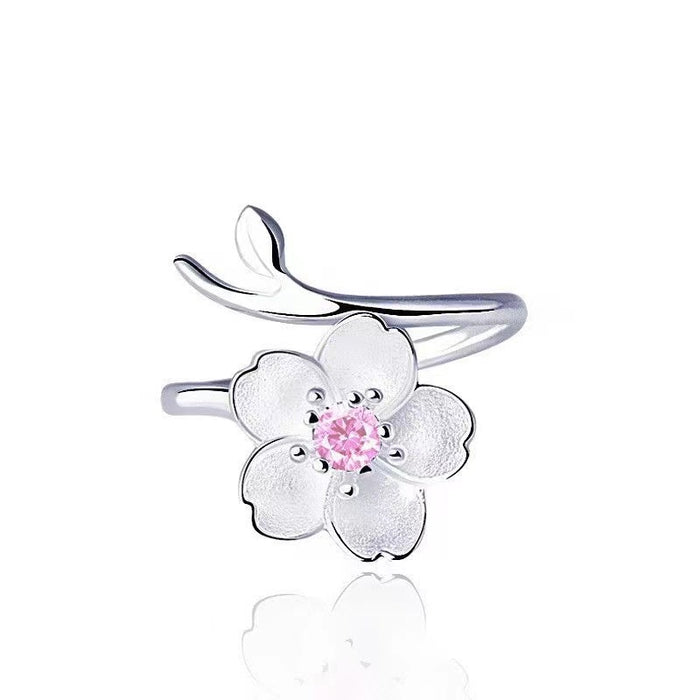 Wholesale Pink Diamond Flower Alloy Ring JDC-RS-TongS007