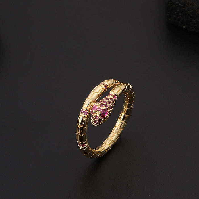 Wholesale Copper Colored Zirconia Snake Open Ring JDC-RS-ShangY013