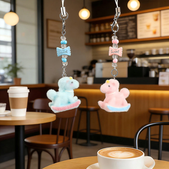 Wholesale Cartoon Flocked Rocking Horse Keychain