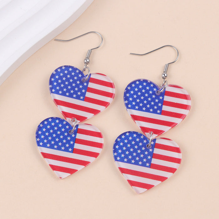 Wholesale Red, white, blue love acrylic earrings, long pentagram earrings, earrings accessories for women