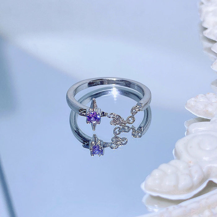 Wholesale Diamond studded pearl zircon open ring with geometric design of letters