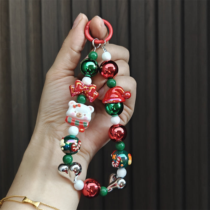 Wholesale Christmas series cartoon beaded keychains