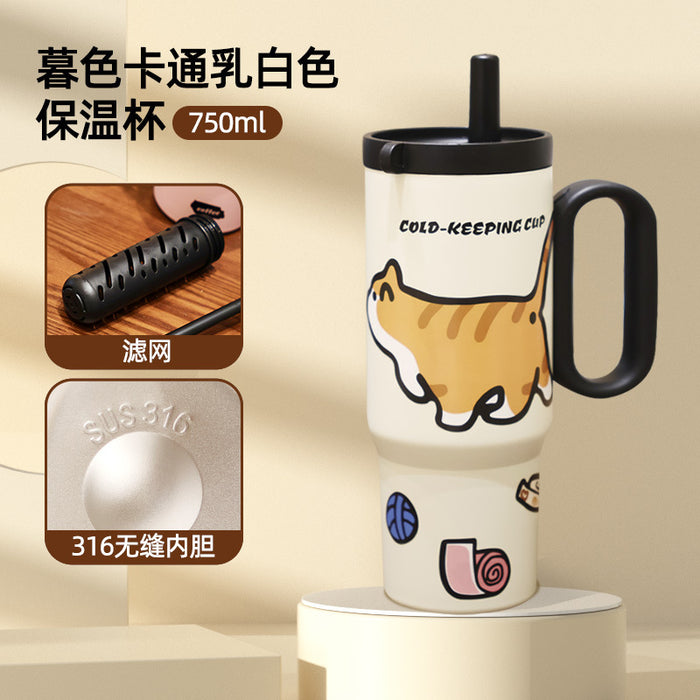 Wholesale Portable Stainless Steel Thermos for Students Drinking Straw Cup