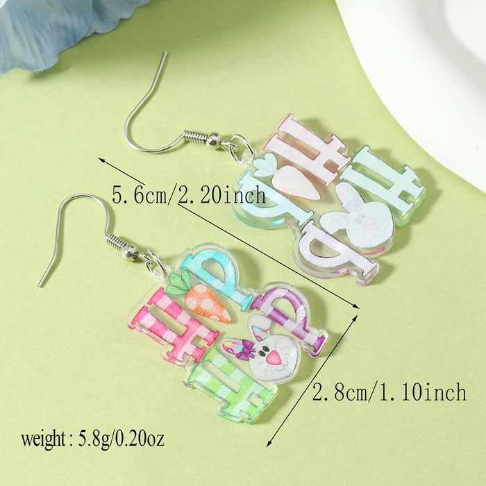 Wholesale cartoon character cute Big Ear Rabbit acrylic painted earrings niche simple personalized earrings