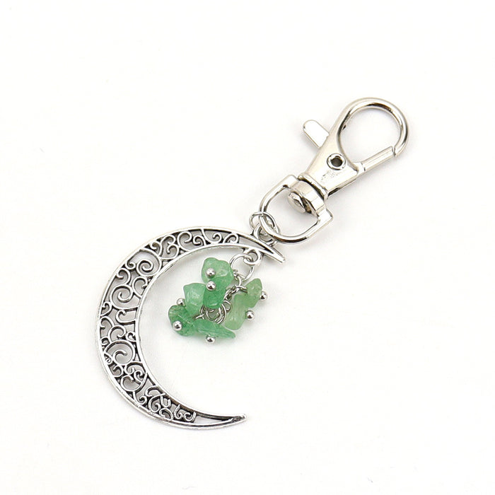 Wholesale Moon Crushed Stone Grape Skewer Natural Crystal Raw Stone Keychain Keychain K42 JDC-KC-HXu001