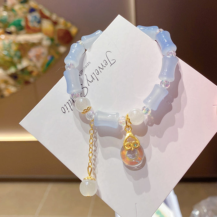 Wholesale Bamboo Joint Design Imitation Jade Peace Buckle Bracelet MOQ≥3