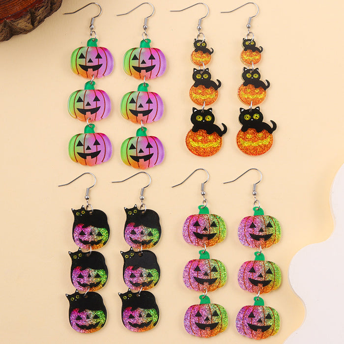Wholesale  Earrings Shiny Contrasting Color Long Pumpkin Acrylic Earrings Party Personalized Earrings