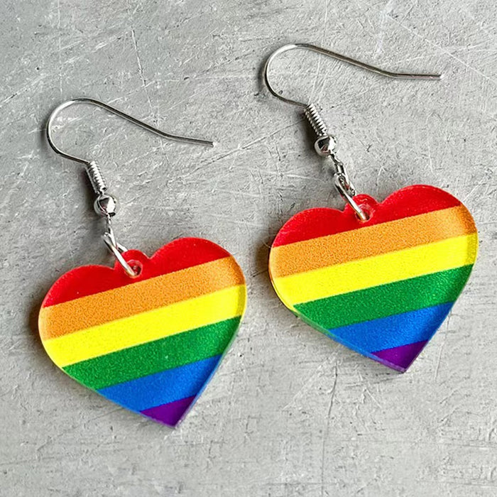 Wholesale Rainbow Geometric Simple Multicolor Heart Shaped Acrylic Earrings JDC-ES-WenT027