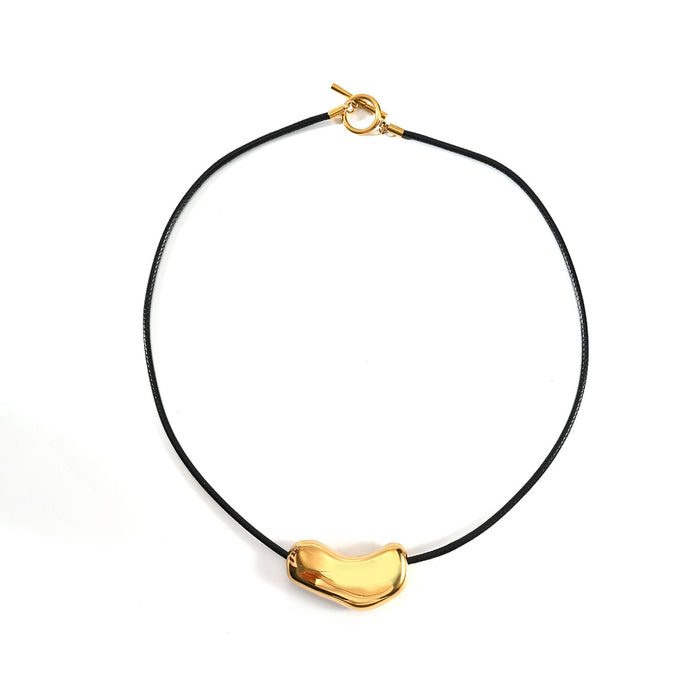 Wholesale Fashionable, versatile, personalized, irregular stainless steel leather rope necklace with color preservation and electroplating