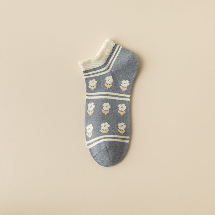 Wholesale Ship socks thin combed cotton low cut shallow mouth invisible socks cute cartoon short socks