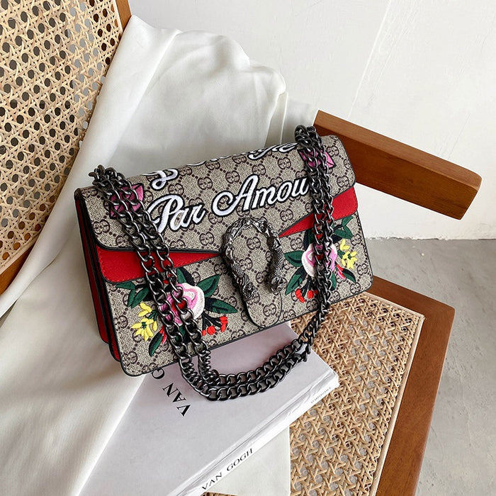 Wholesale shoulder bags Trend cross-body embroidered chain shoulder bag  JDC-SD-FuBo003