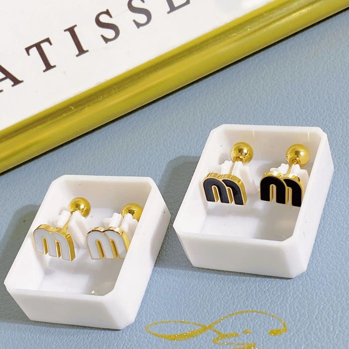 Wholesale Mini Stainless Steel Letter M Ear Bone Stud Earrings JDC-ES-Xuel002