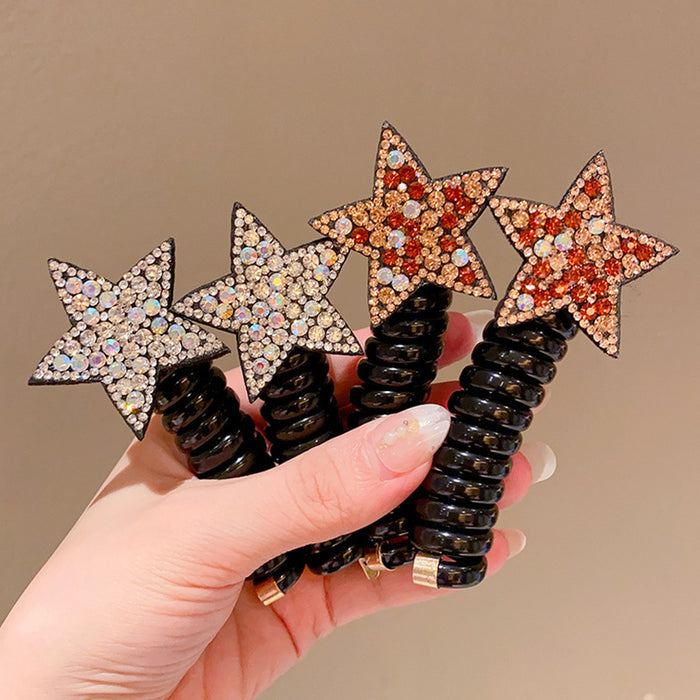 Wholesale Rhinestone Star Polyurethane Phone Cord Children's Hair Tie JDC-HS-Yiyan004