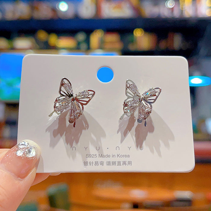 Wholesale Hollow Crystal Butterfly Stud Earrings JDC-ES-JiaoB004