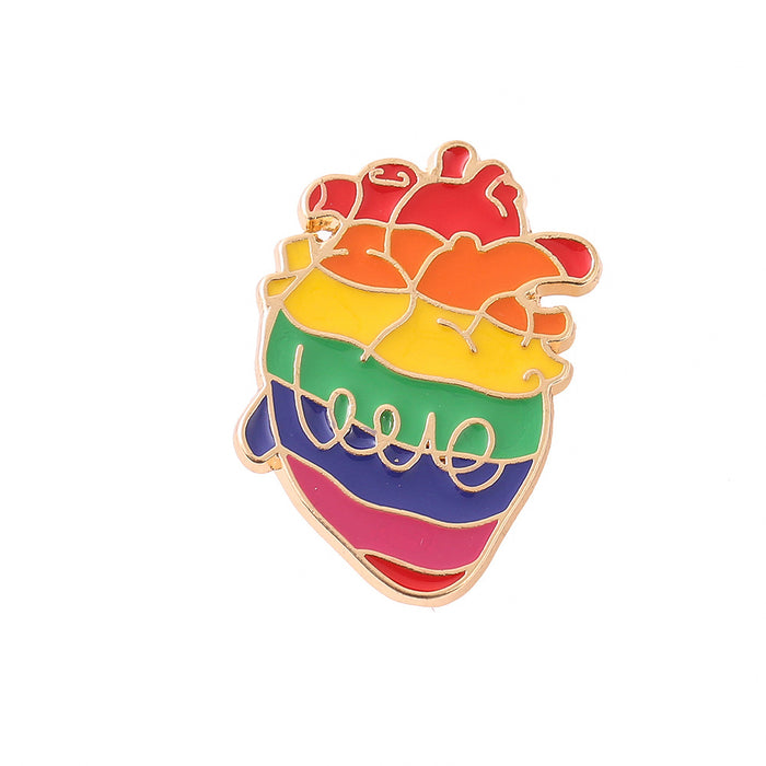 Wholesale Rainbow Love Letter Metal Badge JDC-BC-NanLuo003