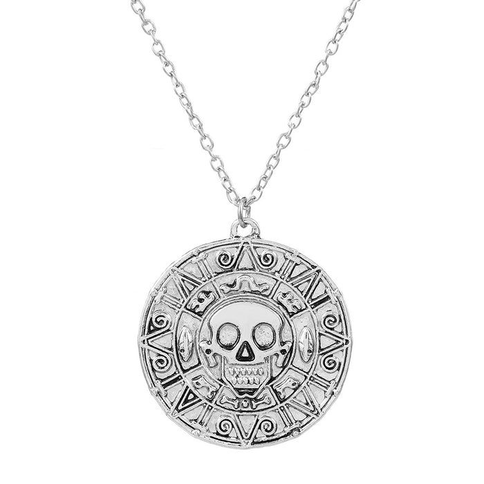 Wholesale Necklace Aztec Gold Coin Chain Men's Skull Necklace Pendant