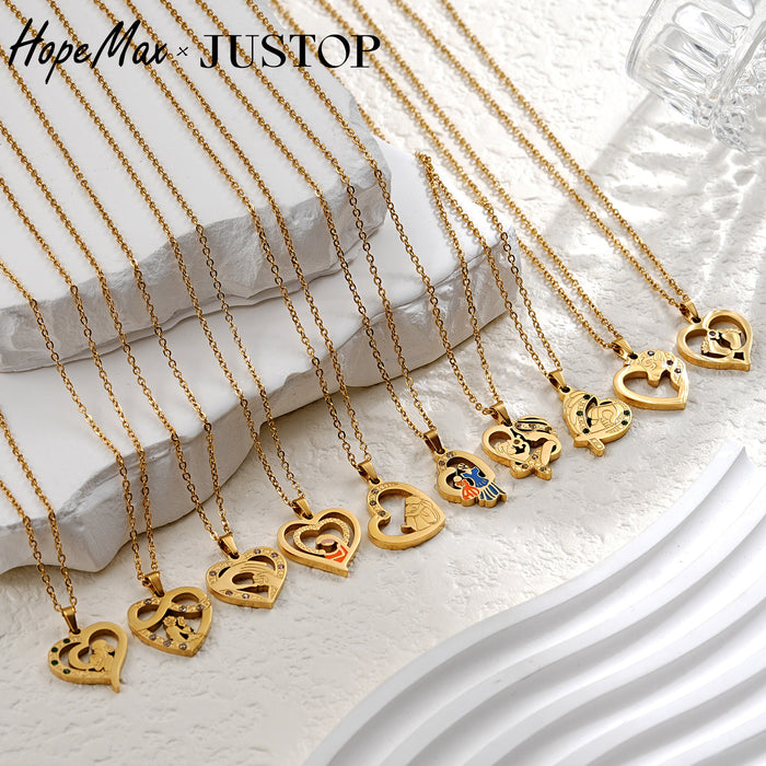 Wholesale Stainless Steel Gold-Plated Heart Necklace