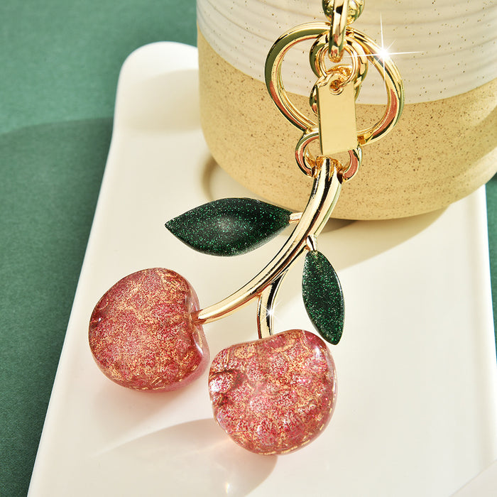Wholesale crystal cherry key chain jewelry cute bag buckle pendant car key chain
