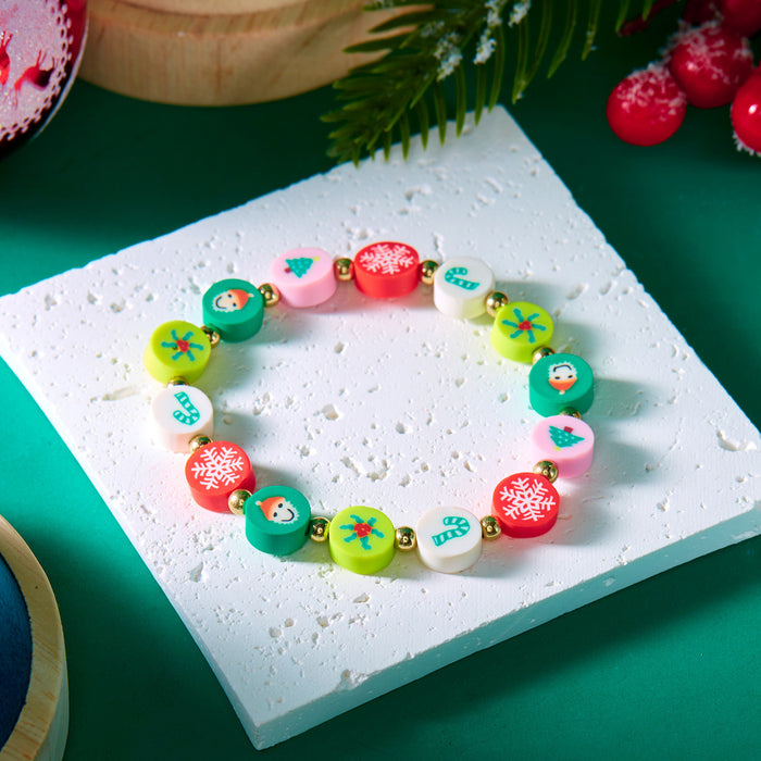 Wholesale Christmas Polymer Clay Beaded Bracelet Handmade Cartoon Charm Bracelet Fashion Accessory