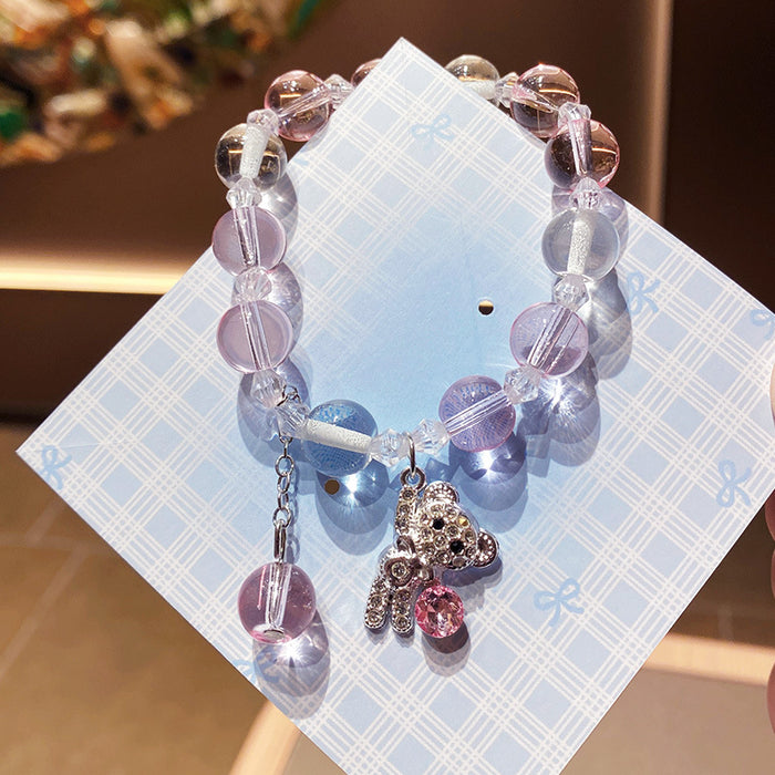 Wholesale Blue Diamond Studded Bear Bracelet Imitation Crystal Fashion Jewelry Accessory MOQ≥3