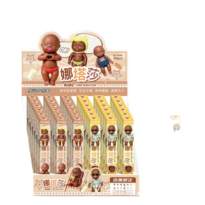 Wholesale small black doll signed pen retractable gel pen